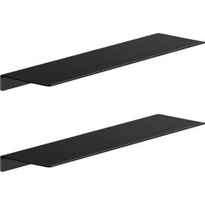 Danpoo 20 inch Long Metal Floating Shelves for Wall Organizer & Storage, Display Shelves for Bathroom, Living Room, Kitchen, Bedroom(Matte Black, 2-Pack)