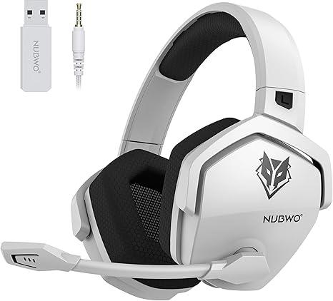 NUBWO Wireless Gaming Headset with Mic for Ps5 Ps4 PC, Zero Interference, 100-Hour Battery All-Day Play, 23ms Sync​ for Fortnite & Call of Duty/FPS Gamers, Triple Mode All Devices Compatible - White
