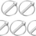 uxcell 5Pcs 5/16" x 1-3/4" Linch Pin with Ring, Stainless Steel Round Linch Pins for Boat Kayak Canoe, Trailer Trolley Trucks Mower, Silver