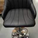 VECELO Bar Stools Set of 1, Adjustable Barstools, Counter Height Stools with Back and Arm, Kitchen Island Stools, Swivel PU Chairs for Pub, Dining Room, Modern Style, Black