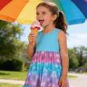 Lovekider Little Girls Casual Cotton Sleeveless Dresses Summer Swing Twirly Sundress Kids 3D Cute Sun Dress 4-8T (Blue-purple Mermaid)