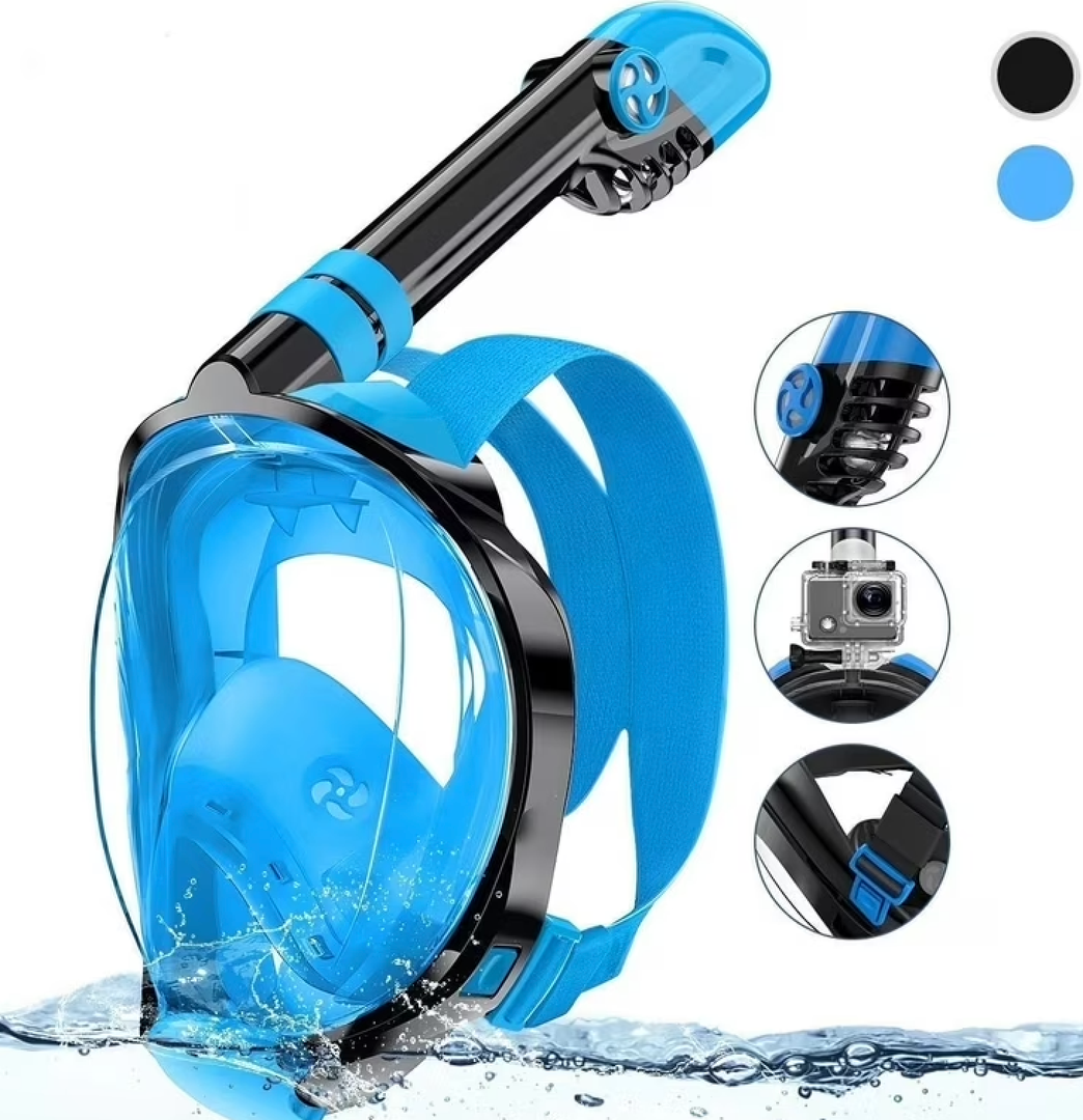 Greatever G2 Full Face Snorkel Mask with Latest Dry Top System,Foldable 180 Degree Panoramic View Snorkeling Mask with Camera Mount,Safe Breathing,Anti-Leak&Anti-Fog