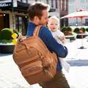 Leather Diaper Bags with Changing StationBaby BagLarge Capacity Diaper Bag Backpack for Moms Dads,Waterproof Diaper BackpackBrown