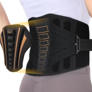 Enthra Copper Back Brace - Relief from Lower Back Pain, Unique SVA System for Proper Posture, Enhanced Ergonomic Pad with 10X Compression Support, Breathable and Comfortable Fit for Men and Women (Medium, Black)