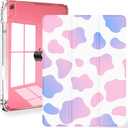 Feams for iPad (A16) 11th Generation 11 Inch 2025, iPad 10th Generation Case 10.9 Inch 2022, Slim iPad A16 Case Clear Back Cover with Pencil Holder & Auto Sleep, Pink Cow Print