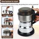 Electric Coffee Grinders150-300w Silver Spice Grinder, One-Button Operation to Grinder Coffee Beans, Spices, Dry Herbs, Nuts, etc.1 Plastic Brush and 1 Plastic Spoon Included