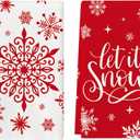 Artoid Mode Red Snowflake Let It Snow Winter Kitchen Towels Dish Towels, 18x26 Inch Daily Christmas Decoration Hand Towels Set of 2