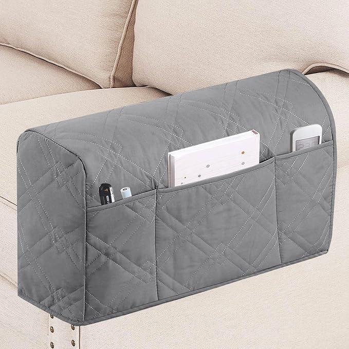Turquoize Waterproof Armrest Covers for Chairs and Sofas - Anti-Slip Furniture Protector, Washable Slipcovers Set of 2, Dove