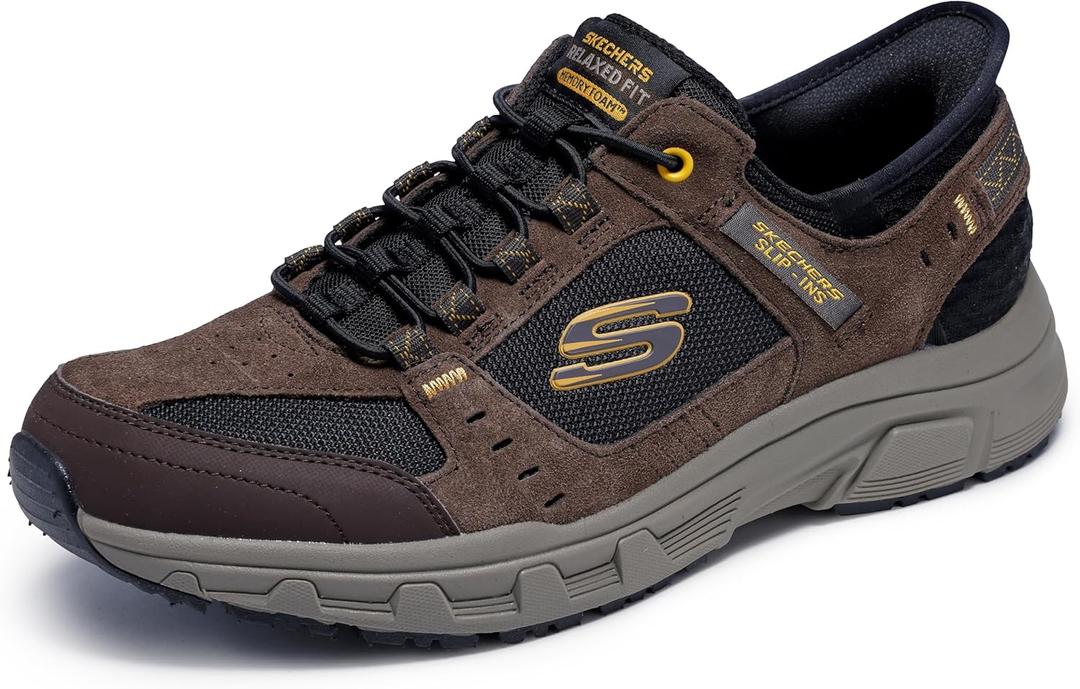 Skechers Mens Oak Canyon Consistent Winne Hands Free Slip-in (9.5 X-Wide, Brown/Black)