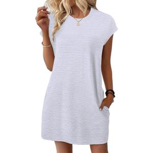 Sampeel Summer Dresses for Women 2026 Spring Beach Vacation Outfits Casual Short Sleeve Sundresses Fashion Clothing Cruise, XXL