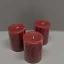 Mister Candle Dripless Unscented Pillar Candles, Set of 3 Hand Poured Solid Color Non-Scented Candles for Home Decor, Premium Wax, 60 Hr Burn Time - 3x4 Inch, Red