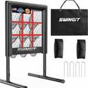 Upgrade 9 Hole Baseball Pitching Net with Strike Zone, Professional Heavy Duty 9 Pocket Softball Pitching net, Throwing Target Portable for Accuracy Training Practice Net, Adjustable Height