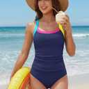 BMJL Womens Two Piece Tankini Swimsuits Slimming Tummy Control Bathing Suit | Full coverage,Swim suits for women 2026,High waisted tankini sets,Two piece modest swimwear,Ribbed fabric,Adjustable straps (L)
