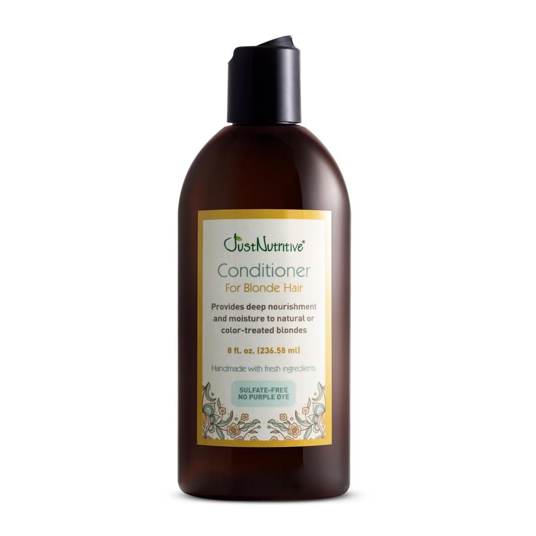 Just Nutritive Conditioner for Blonde Natural & Color-Treated Hair, Brassy Tones Neutralizer, No Purple Dye, Deep Nourishment, Silicone Free, Phthalate Free, Paraben Free, 8 oz. Bottle