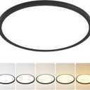 9 Inch Flush Mount Ceiling Light, 5 Color Adjustable Slim 18W 1800LM 2700K-6500K Wired LED Fixture, Modern Low Profile LED Ceiling Lamp for Hallways, Kitchen, Bedroom, Closets, Bathroom, Round, Black