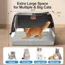 Stainless Steel Litter Box with Lid,Front Entry Top Exit Kitty LitterBox,Extra Large Enclosed Metal Cat Box with Litter Scoop & Litter Mat-Black