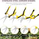 5 pack Garden Pruning Shears Stainless Steel Blades, Handheld Scissors Set with Gardening Gloves,Heavy Duty Garden Bypass Pruning Shears,Tree Trimmers Secateurs, Hand Pruner (Yellow and Black)