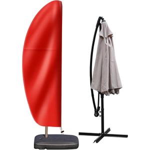 Cantilever Umbrella Cover 9FT to 14FT Waterproof with Sturdy Zipper, Patio Umbrella Covers for Outdoor Umbrellas, Offset Hanging Parasol Cover 420D Oxford, Red