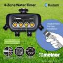 Melnor 65184AMZ Bluetooth Water Timer with 4-Zone Control, 12 Programmable Start Times, Watering Delay, Manual Mode, Weather-Resistant, 2 Piece Quick Connect Bundle, Black, Yellow