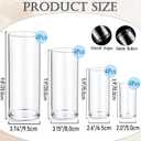 UDU Set of 16 Cylinder Glass Vases and 24 Pcs Floating Candles for Centerpiece, 4,6,8,10 Inch Tall Clear Hurricane Candle Holder Glass Vases for Centerpiece Table Wedding Home Decor