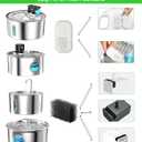 Cat Water Fountain Filter Replacement: 8 Carbon Filters & 8 Foam Sponges Kitty Spout Pump Filters for 108Oz/3.2L & 67Oz/2L Stainless Steel Pet Water Dispenser Cat Dog