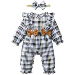 SUNNY PIGGY Newborn Baby Girl Clothes Baby Girl One Piece Romper Fall Winter Long Sleeve with Hat Sets Cute Infant Outfits (3-6 Months)