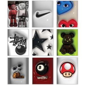Hypebeast Posters Trendy Wall Decor Sneakerhead Room Decor For Teen Boys Room Girl Wall Collage Art Prints Glass Effect Painting 9pcs set 8x10 inch