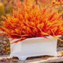 Artificial Fall Flowers for Outdoors 20 Bundles Faux Lavender UV Resistant Fake Monkey Grass Plants Plastic Autumn Mums for Indoor Outside Planter Porch Garden Window Box Decorations (Orange)