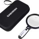 Large Magnifying Glass with 37 LED Light and Case, 10X 20X 45X Handheld Illuminated Lighted Magnifier with 3 Light Modes Rechargeable Magnifying Glass for Seniors Reading, Inspection (Black & White)