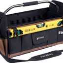 20 Inch Tool Bag, Foldable 19 Pockets Tool Tote Bags with Tool Organizer with Adjustable Shoulder Strap, Easy Carry and Easy Tool Access Open Top Tool Bag