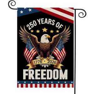 2 x 250th Anniversary USA Garden Flag, 4th of July Garden Flag with Eagle & Flag, American Garden Decoration, Patriotic 250 Years of Freedom Banner, Double Sided Yard Flags for Independence Day Decor