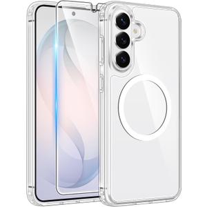 FNTCASE for Samsung Galaxy S26 Case: [Fit for Magsafe] [Screen Protector] Anti Yellowing Transparent Clear Military Grade - Shockproof Protective Phone Cover for Samsung S 26 - Clear