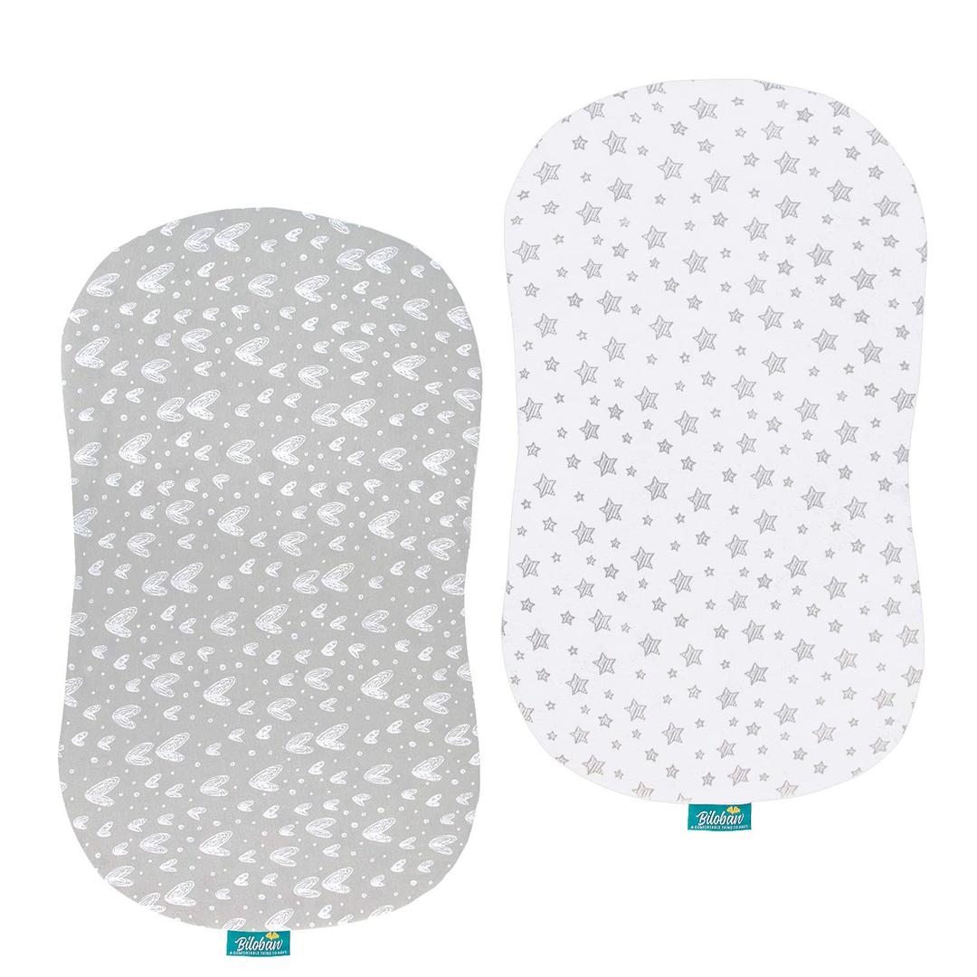 Bassinet Sheets Fit for Halo BassiNest Swivel & Glide Sleeper, 2 Pack 100% Cotton Sheets, Unisex Fitted Sheet for Baby Boy Girl (Gray)