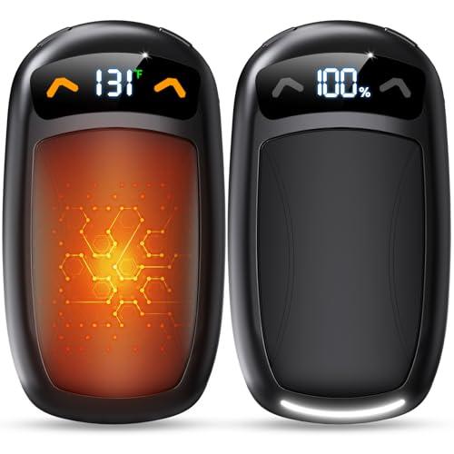 Rechargeable Hand Warmer 2Pack, AI Chips Electric Hand Warmers with LED Display, 3 Temps Portable Magnetic Handwarmers, Pocket-Sized Electronic Hand Warmers for Women, Man, Camping, Hunting, Christmas