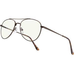 RB.Pilot Aviator Reading Glasses for men and Women Blue Light Blocking Lens Spring Temple (Brown)