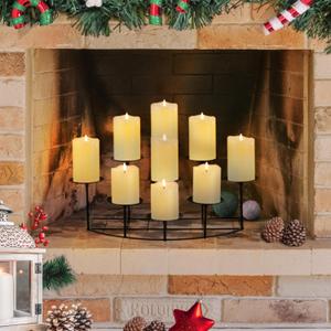 Candeldo Candelabra Fireplace Candle Holder: Black Metal Pillar Candle Holders for Inside Fireplace Mantle Decor Floor Candelabras Table Centerpiece