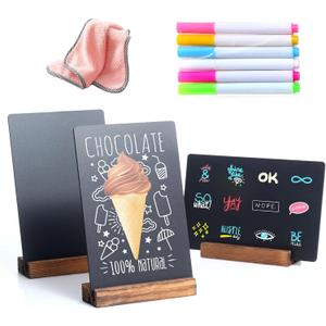3 Pack 5x7 in Chalkboard Sign Small Blackboard Decorative with Wood Base