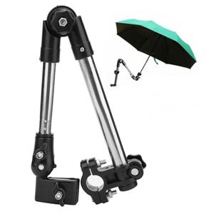 Bicycle Umbrella Holder for Wheelchair Walker, Heavy Duty Stainless Steel Adjustable Clamp Mount - Fits 0.8-1 inch Tubes (20-25mm), 360 Rotation Hands-Free Attachment for Stroller Scooter