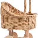 Vintage Woven Rattan Baby Carriage Basket Handcrafted Wicker Stroller for Baby Shower, Flower Girl Basket, Baby Things, Rustic Home Decor, Photography Props, Floral Arrangements (Small)