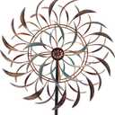 VEWOGARDEN Large Outdoor Metal Wind Spinners, 360 Degrees Swivel Wind Sculpture Yard Art Decor for Patio, Lawn & Garden 66 * 15.8 Inches (Brown(16 Inch))