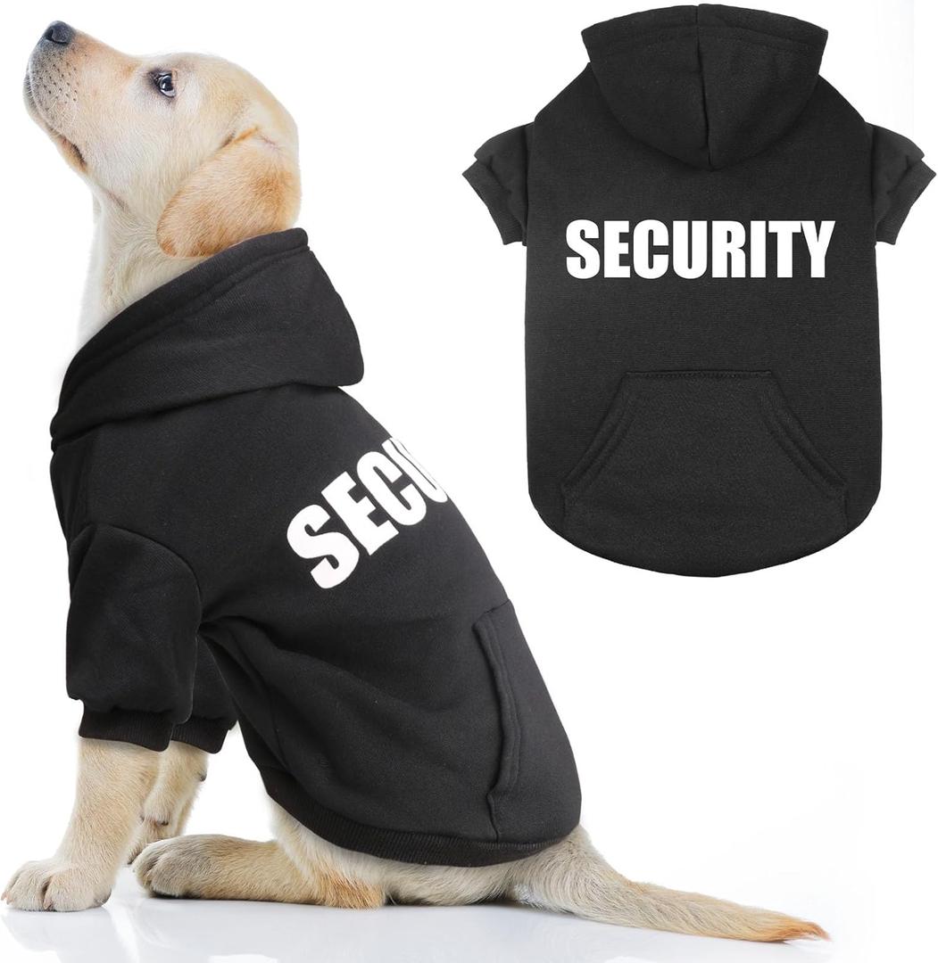 Dog Hoodie Sweater for Large Dogs - Security Soft Brushed Fleece Clothes Sweatshirt With Pocket (L) (Large)