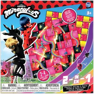 Miraculous Ladybug - 2 in 1 Game - Enjoy Hours of Fun with These 2 Board Games: Ups & Downs and Checkers! Great Birthday & Preschool Aged Gift for Boys and Girls!