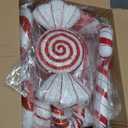 12pcs 19.69'' Large Candy Christmas Decorations 3D Lollipop Candy Cane Yard Signs with Stakes Xmas Porch Decor Outdoor Indoor Peppermint Candys Ornament for Pathway Christmas Tree Home Decor