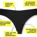 Bonks One Size Fits All Thong for Women, Pre-washed Emergency Panties  Stretchable and Seamless Underwear (Black)