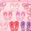 98pcs Valentines Day Gifts for Kids Children's Slipper Card with Hair Rope Set Valentines Day Gift Exchange Hair Accessories for School Classroom Boys Girls Toddlers and Kids Party Favor Sets