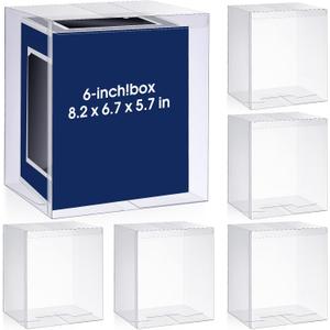 Yexiya 6 Pack Clear Plastic Display Case, 8.2 x 6.7 x 5.7 Inches, Shatterproof Alternative to Glass Box, Multipurpose Display Stand for Collectibles, Action Figures, Home Collectibles Dolls Storage