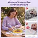 Electric Diamond Painting Pen with Light, Diamond Art Kits for Adults, Cordless, 2 Adjustable Suction Levels, Rechargeable, Vacuum Diamond Art Pen with Ergonomic Grip, Low Noise, No Wax Needed Purple