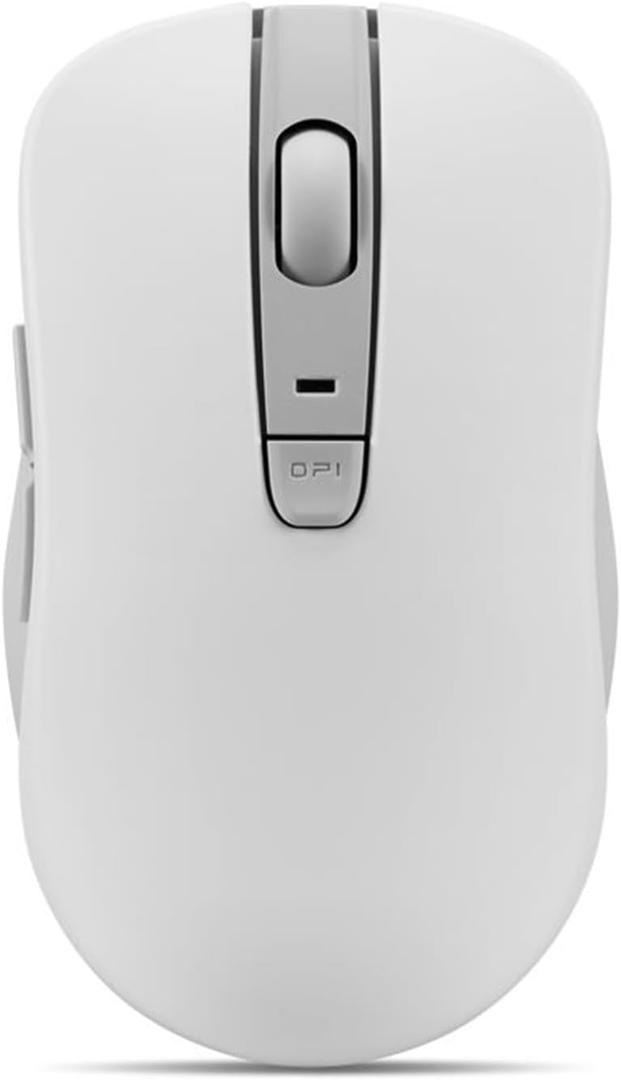 Lenovo Bluetooth Silent Mouse (WL300) - 5 Button Computer Mouse with Silent Left & Right Click  Sculpted Grip, Microsoft Swift Pair, Up to 1600 DPI (White)