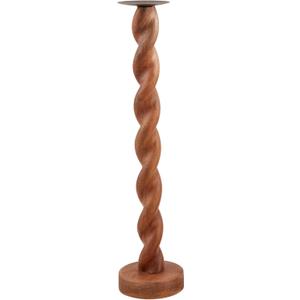 Mud Pie Large Twisted Wood Candlestick; 20" X 3" Dia