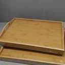 2 Pcs Wood Serving Tray with Handles – Decorative Serving Trays Platter for Breakfast in Bed, Lunch, Dinner, BBQ, Party E 38*25*5